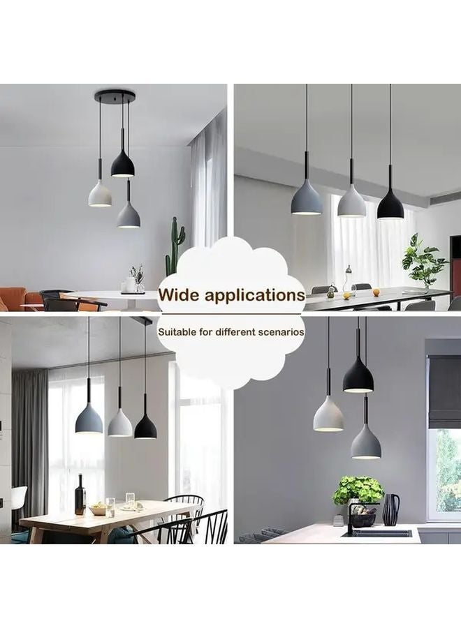Black Modern Industrial Pendant Light Adjustable Rope Semi Flush Mount Kitchen Island Dining Room - Image 5